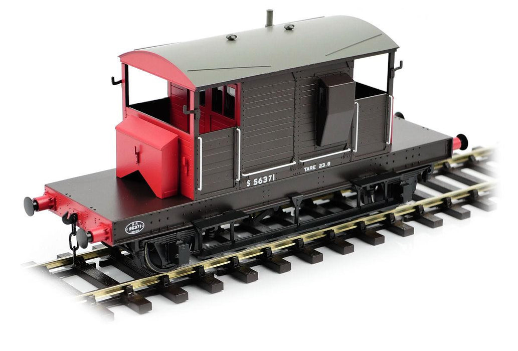 Dapol 7F-100-101 Brake Van SR Brown/Red Small Lettered Uneven PLank Wagon S56371 - Uneven Plank Nr 56352 - O Gauge