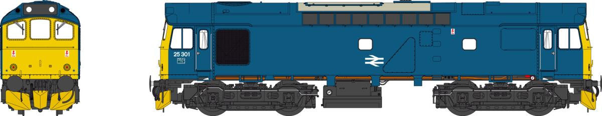 Heljan 2547 BR Rail Blue 25301 (Full Yellow Ends) , OO Gauge