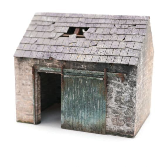 Scale Model Scenery KX0057 Derelict Barn Laser Cut Kit- OO/HO Scale