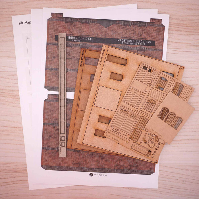 Scale Model Scenery KX091 Low-Relief Bonded Warehouse, Laser Cut Kit- OO/HO Scale