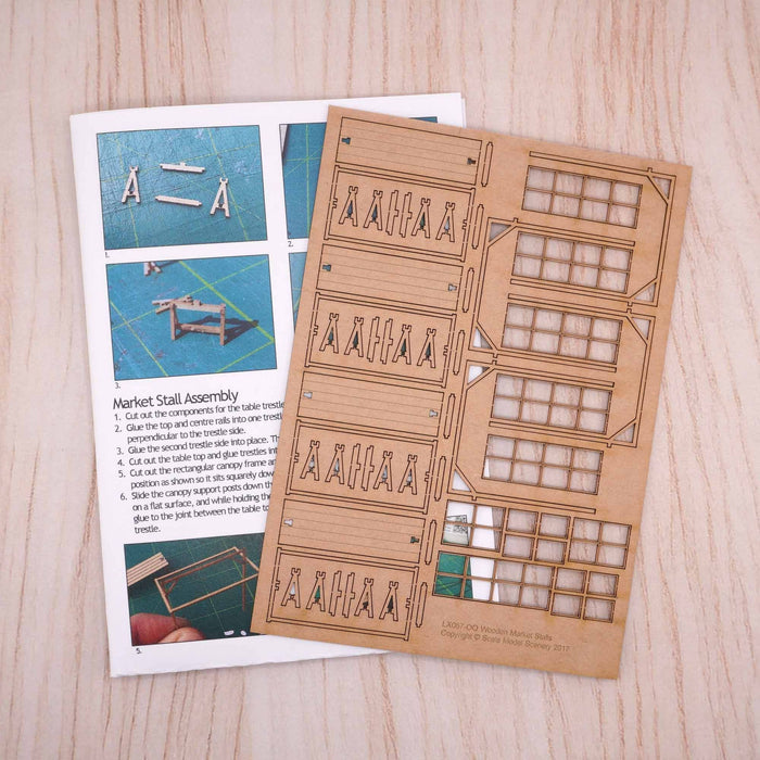 Scale Model Scenery LX067 Market Stalls, Laser Cut Kit- OO/HO Scale