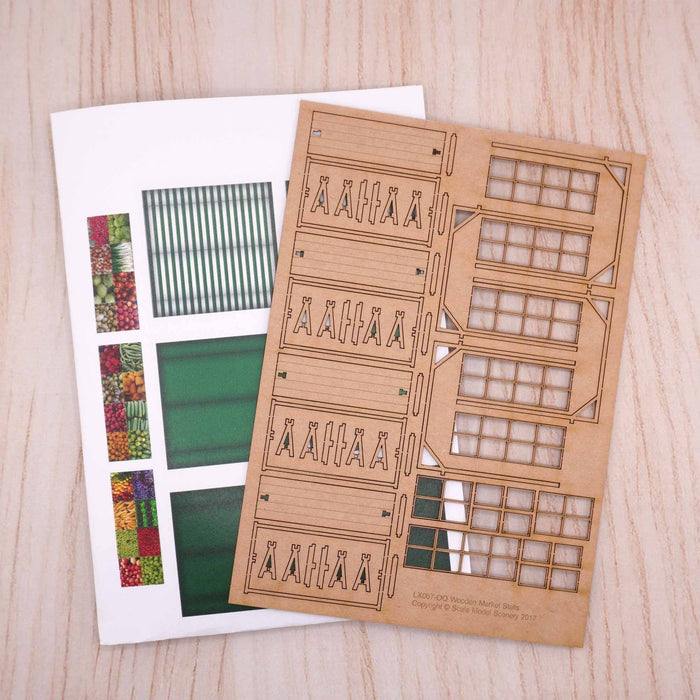 Scale Model Scenery LX067 Market Stalls, Laser Cut Kit- OO/HO Scale