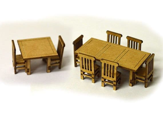 Scale Model Scenery LX070 Tables & Chairs, Laser Cut Kit- OO/HO Scale