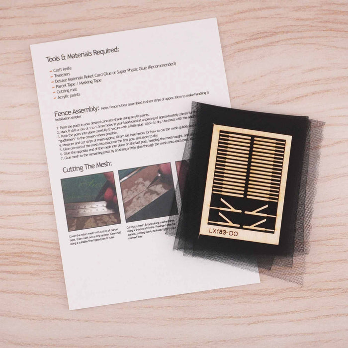 Scale Model Scenery LX183 3ft Chainlink Fence, Laser Cut Kit- OO/HO Scale