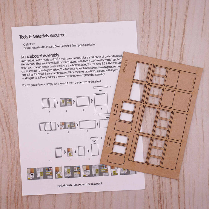 Scale Model Scenery LX239 Parish Noticeboards, Laser Cut Kit- OO/HO Scale