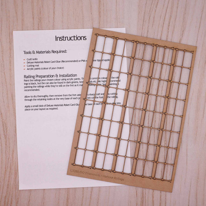 Scale Model Scenery LX285 Quayside/Harbour Railings, Laser Cut Kit- OO/HO Scale