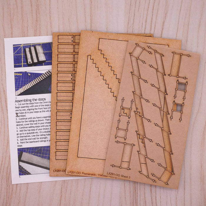 Scale Model Scenery LX291 Harbour/Quayside Steps, Laser Cut Kit- OO/HO Scale