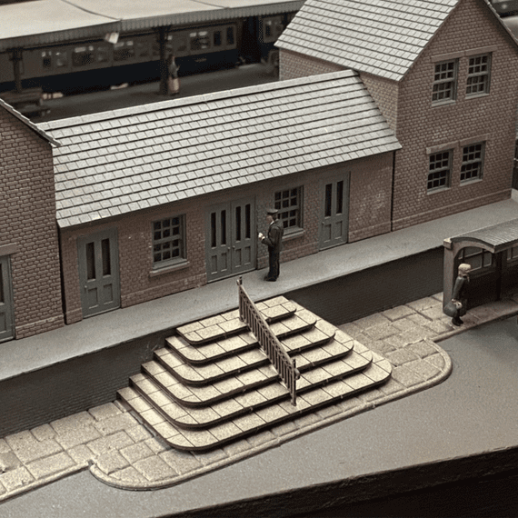 Scale Model Scenery LX333 Platform Steps, Laser Cut Kit- OO/HO Scale