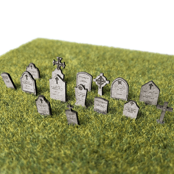 Scale Model Scenery LX394 Gravestones, Laser Cut Kit- OO/HO Scale