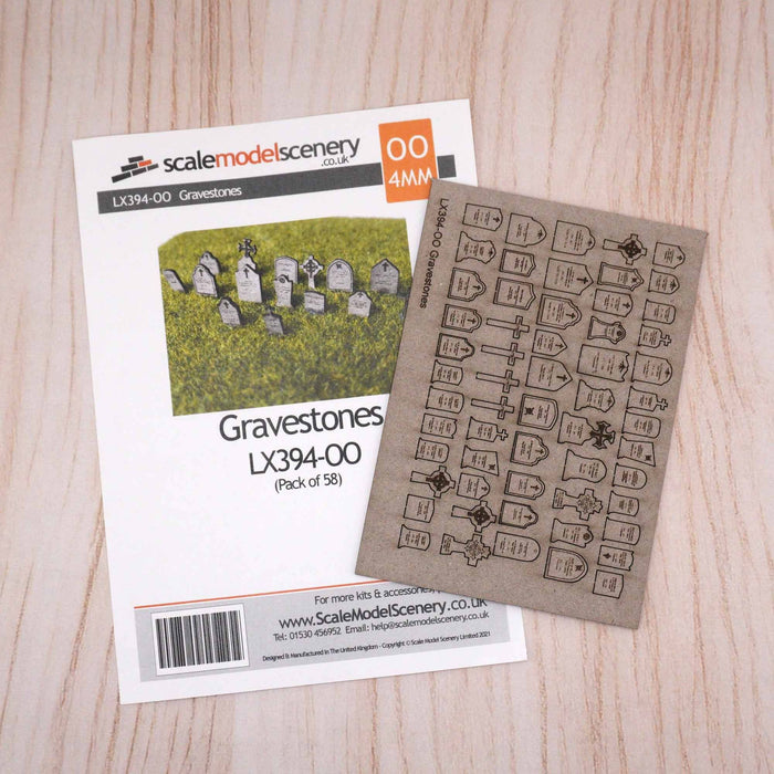 Scale Model Scenery LX394 Gravestones, Laser Cut Kit- OO/HO Scale