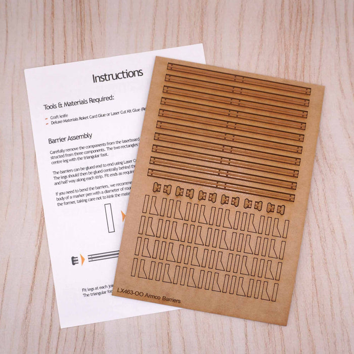 Scale Model Scenery LX463 Armco Barriers, Laser Cut Kit- OO/HO Scale