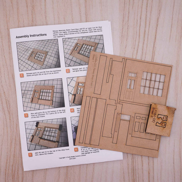 Scale Model Scenery LX464 Period Shop Front (L/H Door), Laser Cut Kit- OO/HO Scale