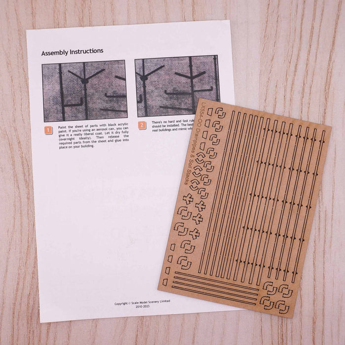 Scale Model Scenery LX554 Downpipes & Soil Stacks, Laser Cut Kit- OO/HO Scale