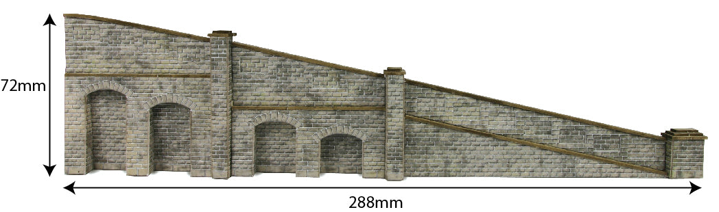 Metcalfe PN148 Tapered Retaining Wall in Red Brick Card Kit - N Scale