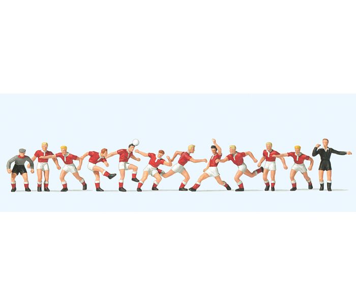 Preiser 10075 Football Team Red & White Figures Set - OO / HO Scale
