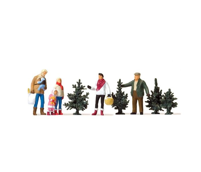 Preiser 10627 Christmas Tree Sales Figure Set - HO/OO Gauge