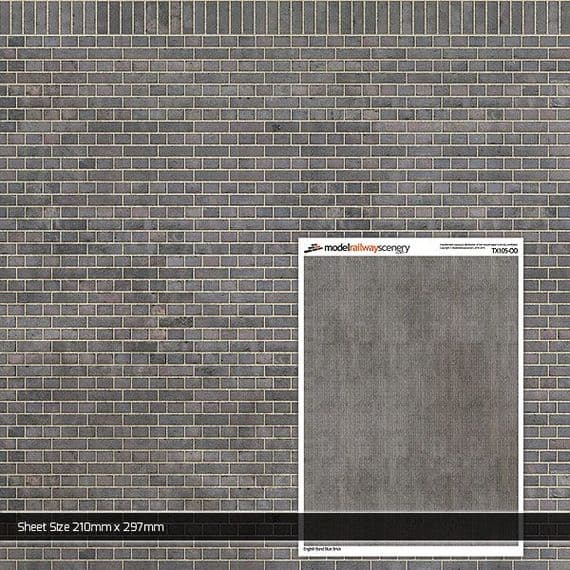 Scale Model Scenery TX105 English Bond Blue Brick, Laser Cut Kit - OO/HO Scale