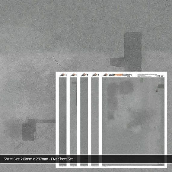 Scale Model Scenery TX158 Weathered Asphalt, Pack of 5 Sheets- OO/HO Scale