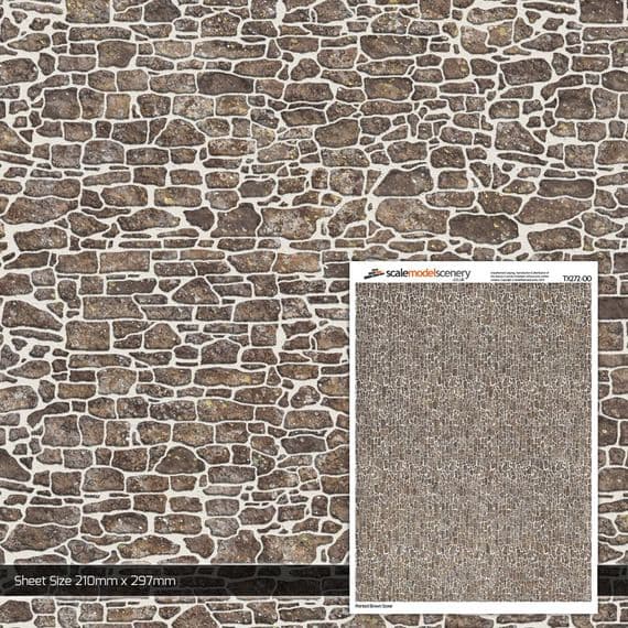 Scale Model Scenery TX272 Pointed Brown Stone, Pack of 5 Sheets- OO/HO Scale