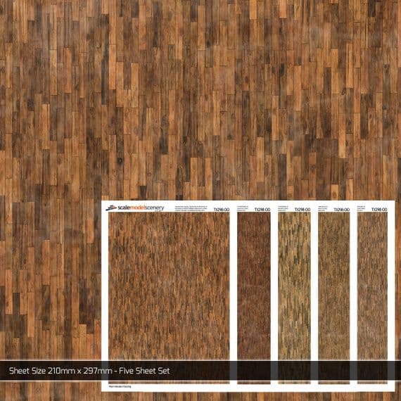 Scale Model Scenery TX298 Worn Wooden Flooring, Pack of 5 Sheets- OO/HO Scale