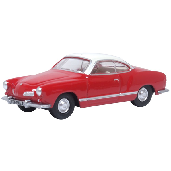 Oxford Diecast 76KG001 VW Karmann Ghia Henna Red/Pearl White, 1:76 Scale