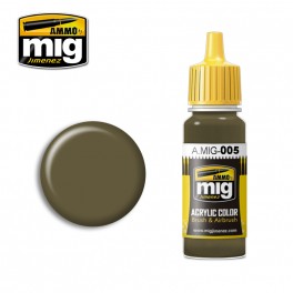 Ammo Mig 0005 (RAL7008) Graugrun Option A Acrylic Colour - Suitable for Brush and Airbrush Application - 17ml Bottle