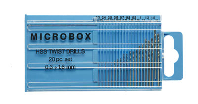 Expo 11520 Microbox HSS Micro Drill Set Box containing 20 drill bits (0.3mm - 1.6mm)