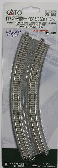 Kato 20-184 Concrete Sleeper Curved Double Approach Track Set - N Gauge
