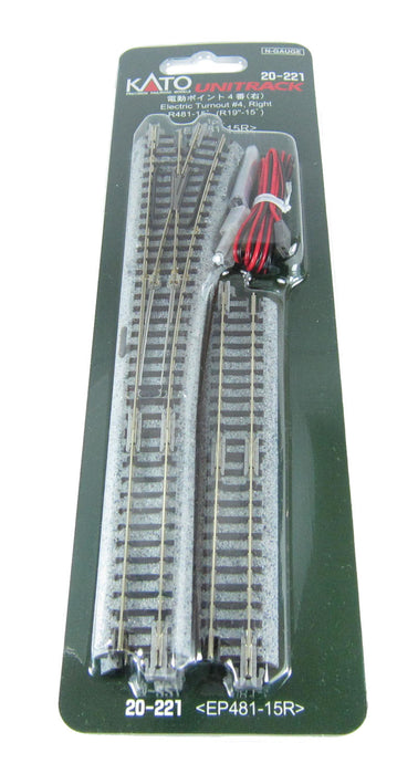 Kato 20-221 Right Hand Electric Point Radius 481mm 15 Deg. - N Gauge