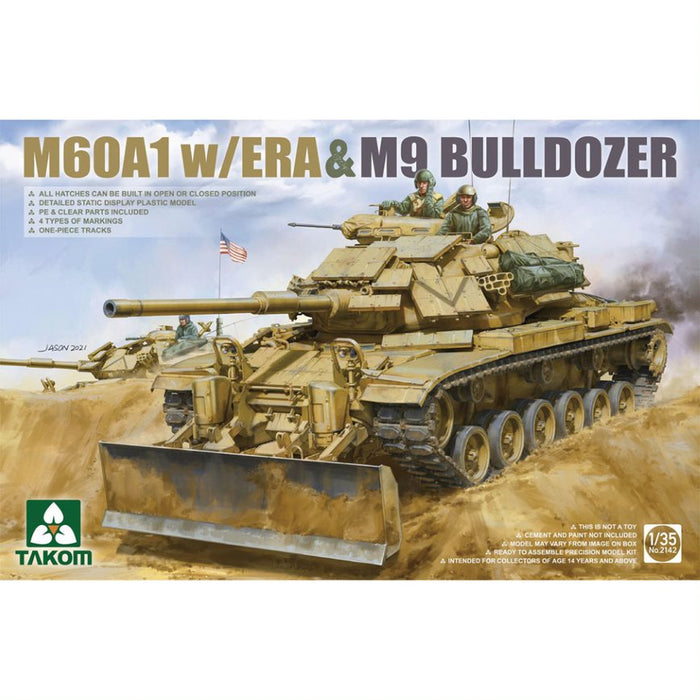 Takom 2142 M60A1 w/Era & M9 Bulldozer, 1/35 Scale, Model Kit