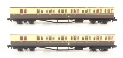 Dapol 2P-003-013 6449 & 6450 B Set Coach Twin Pack, GWR Cities Crest Choclate & Cream, N Gauge
