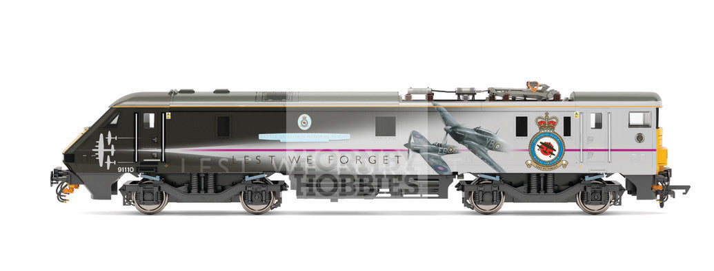 Hornby R30166 VTEC Class 91 Bo-Bo Electric Locomotive Number 91110 named 'Battle of Britain Memorial Flight' in special livery -  OO Gauge