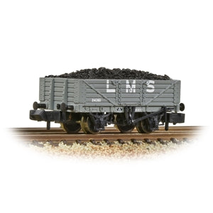 Graham Farish 377-064 5 Plank Wagon with Coal Load in LMS Grey - N Gauge