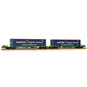Graham Farish 377-353A Intermodal Bogie Wagons with two 45ft Containers "Malcolm Logistics" Branding - N Gauge