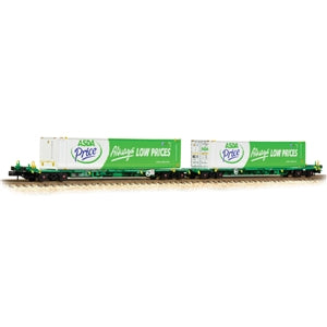Graham Farish 377-368 Intermodal Bogie Wagons with two 45ft Containers "ASDA" Branding - N Gauge