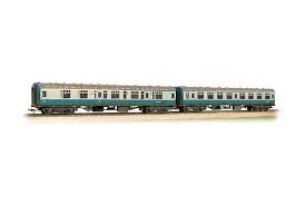 MON Bachmann 39-001 Mk1 Works Train Twin Pack  SK Coach Set (2) BR Blue/Grey Weathered - OO Scale ** Only 2 packs in stock - Slight wear marks to boxes **