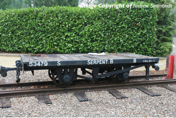 Bachmann 393-176 RNAD Flat Wagon Statfold Barn Railway "Serpent B" Grey - OO9 Scale