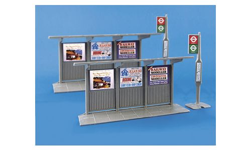 Peco Model Scene 5007 Bus Stops and Shelters (2 per pack) - OO / HO Scale