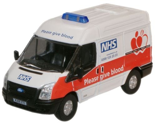 Oxford Diecast 76FT008 Ford Transit NHS Blood Donor Van SWB with "NHS - Please Give Blood" Branding - OO Scale ** Limited Availability **