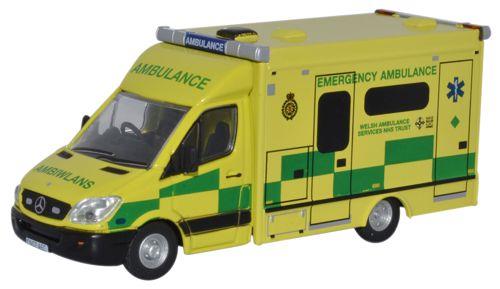 Oxford Diecast 76MA001 Mercedes Ambulance - Welsh Ambulance Service - 1:76 Scale