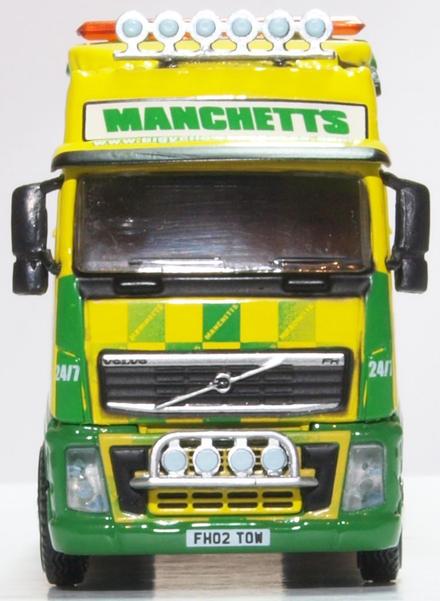Oxford Diecast Huaulage 76VOL08REC Volvo FH Boniface Recovery Truck branded "Manchetts" - 1:76 Scale