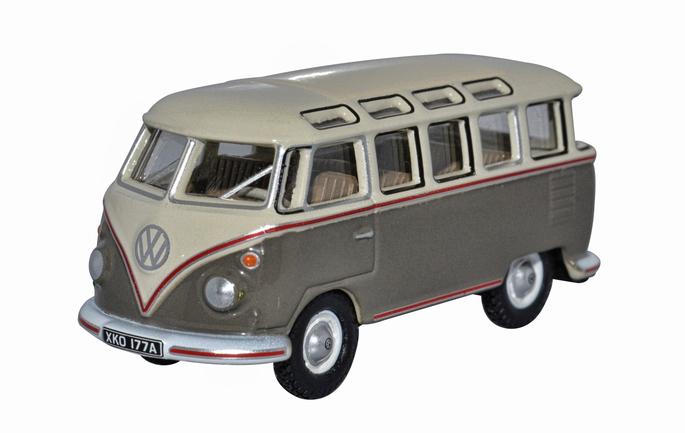 Oxford Diecast 76VWS009 VW T1 Samba Bus Mouse Grey/Pearl white - 1:76 Scale