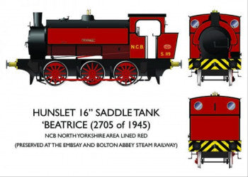 Rapido Trains 903003 Hunslet 16in 0-6-0ST in NCB Lined Red named "Beatrice"  (Analogue) - OO Gauge