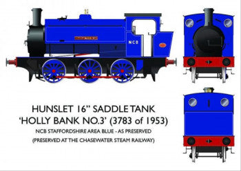 Rapido Trains 903004 Hunslet 16in 0-6-0ST in NCB Lined Blue named "Hollybank No 3"  (Analogue) - OO Gauge