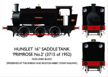 Rapido Trains 903506 Hunslet 16in 0-6-0ST in NCB Lined Black named "Primrose No 2" ** DCC SOUND FITTED**  - OO Gauge