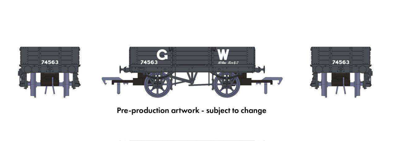 Rapido Trains 925003 GWR 4 Plank Wagon Nr 74563 GWR Grey (Large Lettering) - OO Gauge
