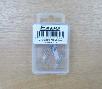 Expo A25240 Pack of 2 Clear 5mm LED with Resistors