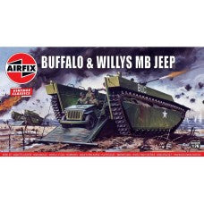 Airfix A02302V Buffalo & Willys MB Jeep Model Kit - 1:76 Scale
