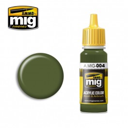Ammo Mig 0004 (RAL6011) Reseda Green Option B (Light Green) Acrylic Colour - Suitable for Brush and Airbrush Application - 17ml Bottle