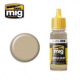 Ammo Mig 0009 (RAL7027) Sandgrau Acrylic Colour - Suitable for Brush and Airbrush Application - 17ml Bottle